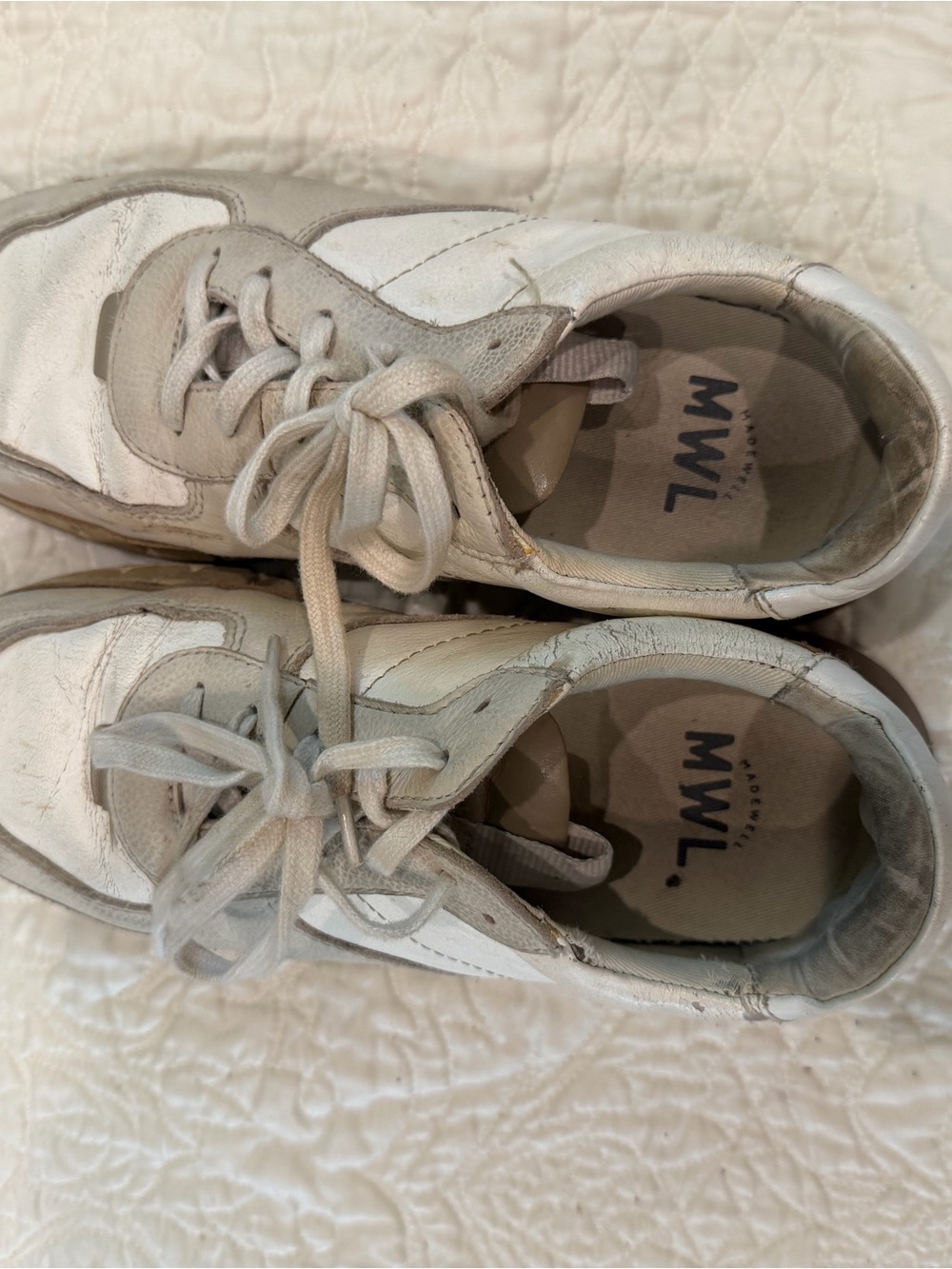 Women’s White and Gray Lace-Up Sneakers